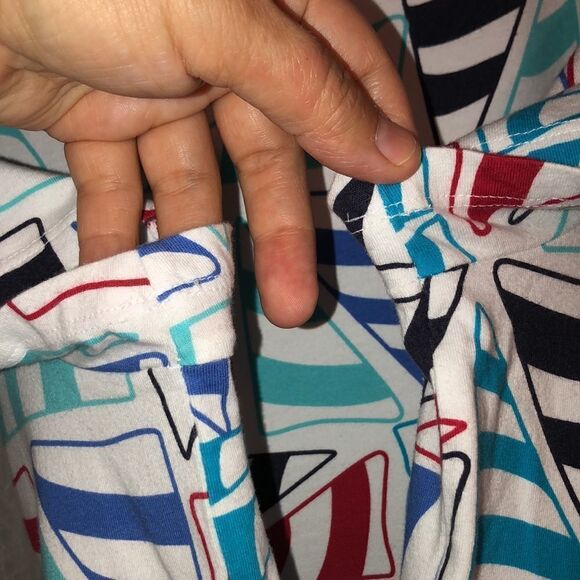 Talbots XL White Blue Red Nautical Short Sleeve Cotton Crewneck Tee - Picture 11 of 11